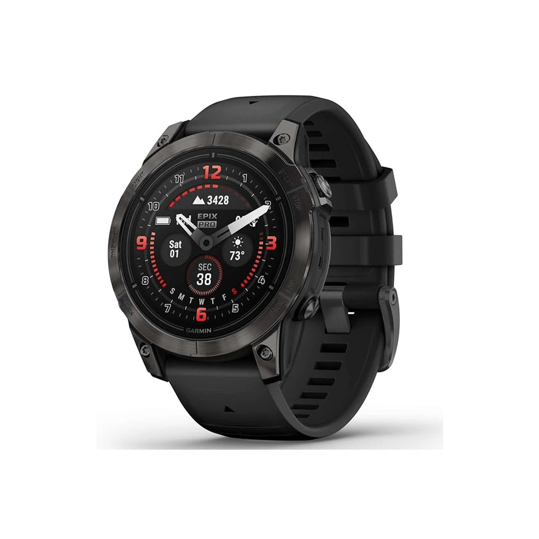 Garmin Epix Pro Gen 2 Sapphire, 47mm, Carbon Grey DLC Titanium and Black Leather Band in Qatar Garmin Epix Pro Gen 2 Sapphire, 47mm, Carbon Grey DLC Titanium and Black Leather Band in Qatar
